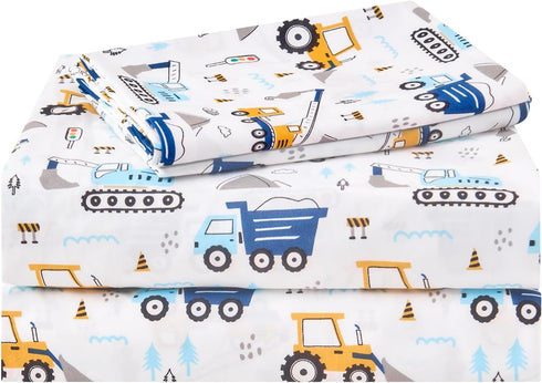 lasoftan Kids Sheet Set Twin Size 3 Pcs, Boys Sheet Set with Blue