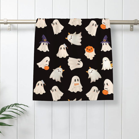 16x24 Inch Set 2 Halloween Kitchen Towels Black Cute Ghost Pumpkin Fall Decor Dish Towels Autumn Harvest Thanksgiving