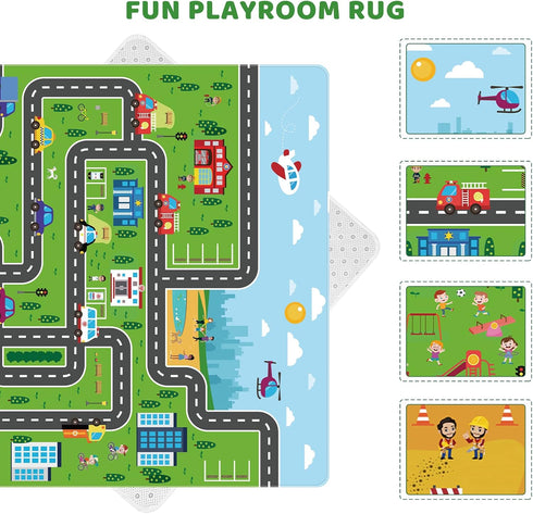 59X 39.4 INCH) Kids Car Playmat, Kids Rug for Playroom Car Mat Town City Road Traffic Rugs, Play Mat for Floor, Extra