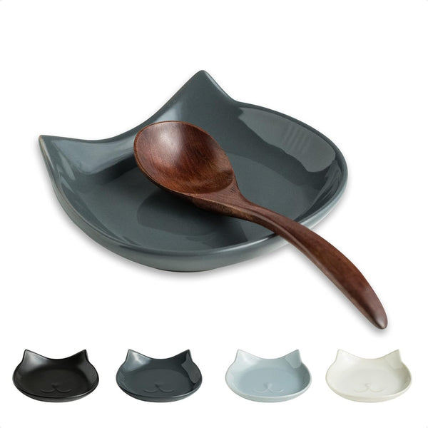 Ceramic Spoon Rest for Stove Top, Cat Cooking Spoon Holder for Kitchen Counter