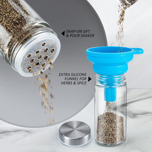 dasaka Jars(20Pcs), Countertop, Rotating Spice Rack Organizer with Seasoning Organizer for Cabinet, Kitchen Spice Racks