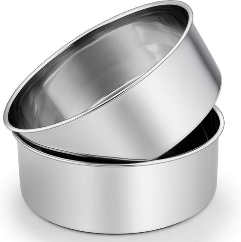 P&P CHEF Round Cake Pans Set of 2, 8 x 3 Inch Stainless Steel for Layer Birthday and Wedding Cakes, Oven Safe
