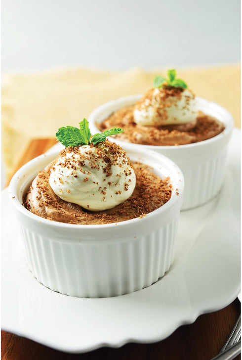 HIC Kitchen Souffle Ramekin Set, Fine Porcelain, 4-Ounce, Set of 4