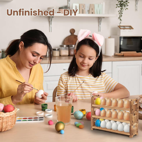 Countertop, 3-tire 36 Egg Holder Solid Wooden Egg Holder, Stackable Egg Storage Easter Basket Holding Up to Fresh Eggs