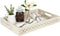 Mela Artisans Trellis Whitewash Mango Wood Serving Tray with Handles Handcrafted Wooden