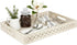 Mela Artisans Trellis Whitewash Mango Wood Serving Tray with Handles Handcrafted Wooden