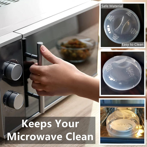 Large Microwave Splatter Cover for Food - 11.5 Inch Anti-Splatter Lid with Easy Grip Handle and Perforated Steam Vents,
