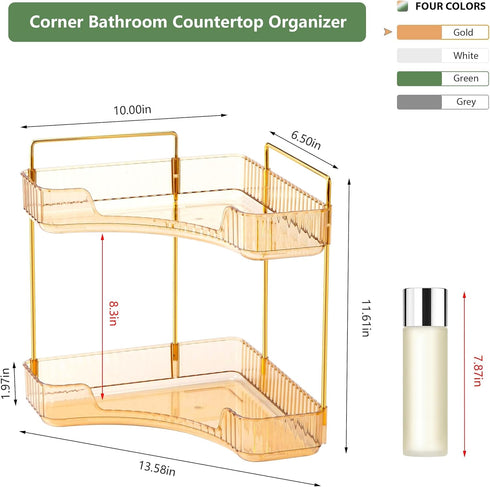 Counter Countertop (2 Corner Bathroom Organizer Bathroom Shelf Makeup Organizer for Vanity Perfume Tray for Corner