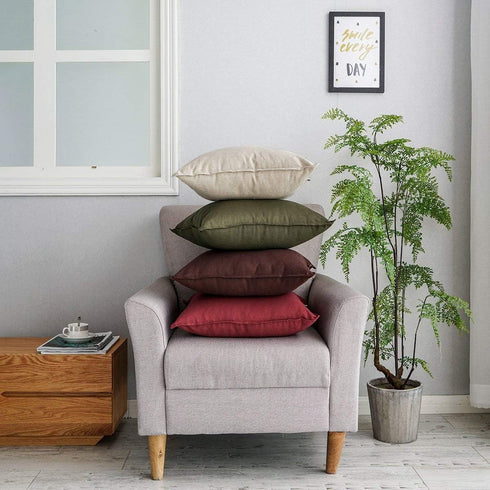 Jeanerlor Cotton Linen Decorative Throw Pillow Case Cushion Cover, 12"x20" (30 x 50cm), 2 Pcs, Olive Green with Twin
