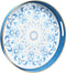 Round Blue Decorative Tray for Coffee Table, Ottoman, 13 Plastic Serving Platter