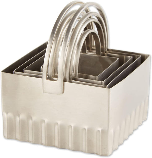 RSVP International Endurance Biscuit Cutters, Set of 4, Rippled Square, Stainless