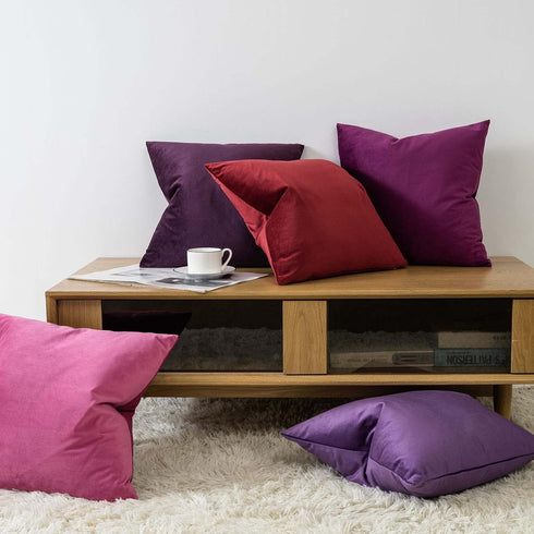 JUSPURBET Decorative Pillow Covers, Set of 2 Velvet 26x26 Throw Pillow Covers for Couch, Eggplant Purple