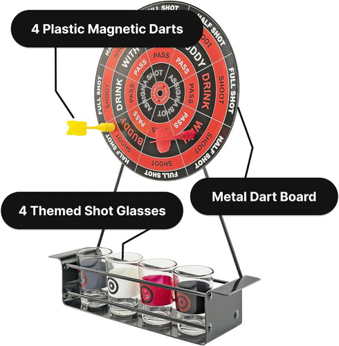 Fairly Odd Novelties Darts Drinking Game, Black - Energize Your Parties with Magnetic Darts & Shots Fun!