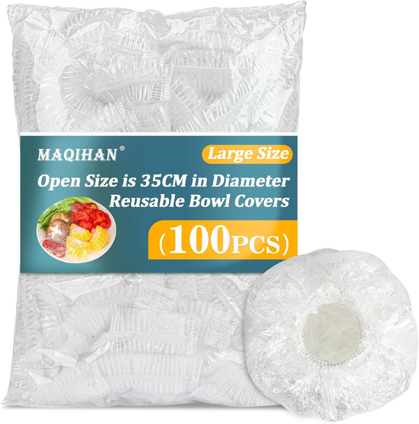 100 Bowl Covers for Bread Proofing, Large Plastic Wrap for Sourdough Baking, Reusable Plate Covers
