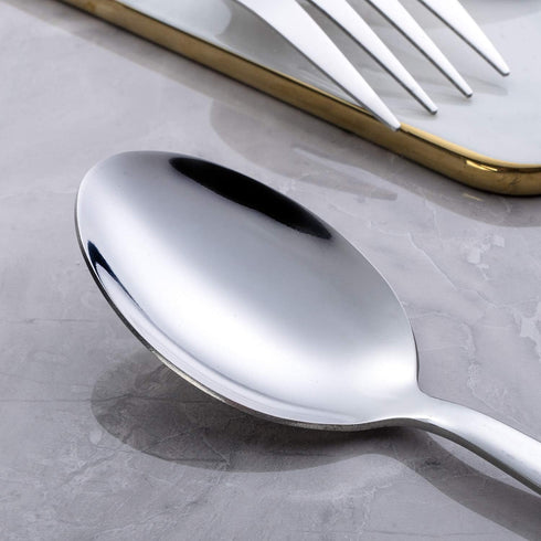 Stainless Steel Serving Spoon Set, 3 Large and 3 Slotted Spoons, 9.5-Inch Catering Set