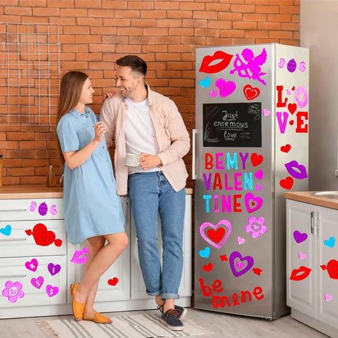 XIMISHOP 6pcs Valentine's Day Gel Window Clings: Stickers for Valentine's Day Window Decorations