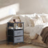 2 NANANARDOSO Nightstand with Charging Station, Small Bedside Table with Fabric Drawers and Storage Shelf, Rustic End