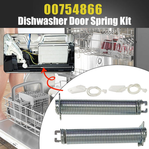 UPGRADED 00754866 Dishwasher Door Spring Kit, Includes Cable for Bosch/Thermador/Gaggenau Kitchen Dishwasher Door Hinge