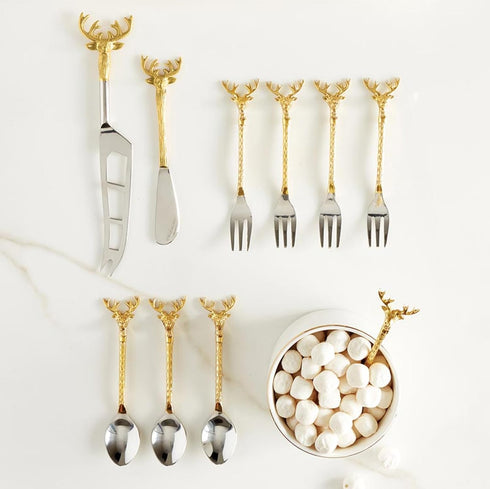Santa Barbara Design Studio Mini Serving Spoons, Set of 4 Holiday Charcuterie Accessories in Gold/Silver