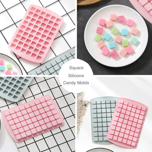 Verdental Small Square Silicone Candy Molds, 108 Cavities for Hard Candy, Cake, Chocolate (2 Pcs, Pink)