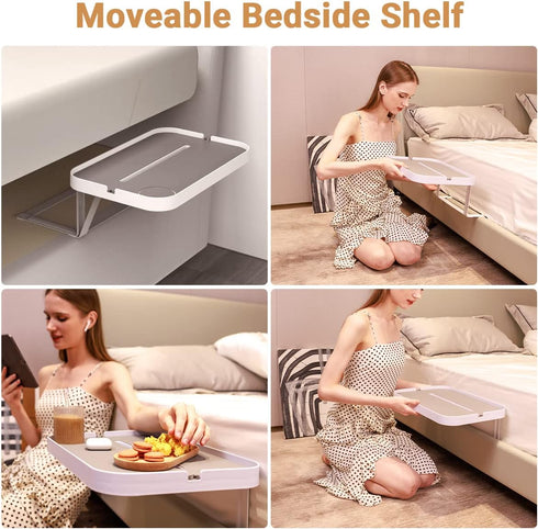 KIWIFOTOS Bedside Shelf for Bed, Large Bed Tray Table Under Mattress for Box Spring/Platform Bed, Nightstand Caddy