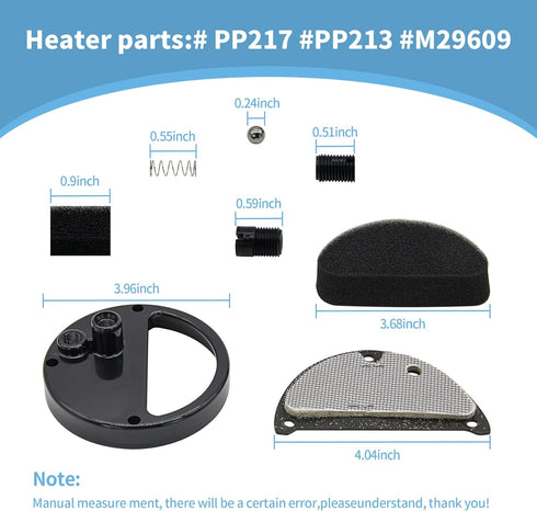 M29609 Filter Cover PP217 HA3020 Pump Kit PP213 Replacement for Reddy Remington Master Desa Space Heaters