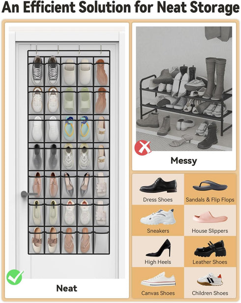 2 Pack 35 4 Closets, dodowin Over the Door Shoe Organizers, - Deep Mesh Pockets Each, Over The Door Shoe Rack