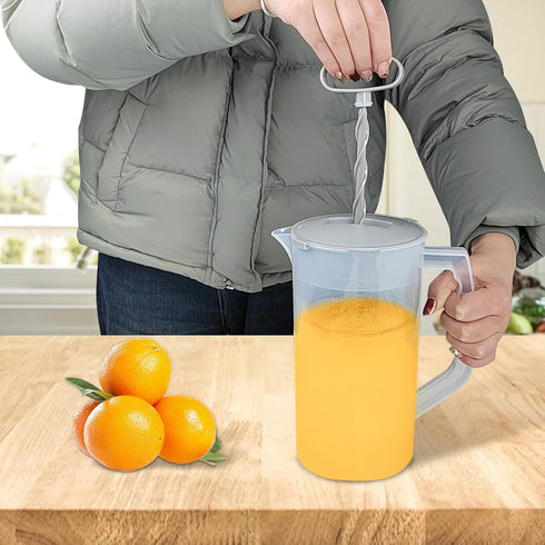 Hlimior 2 Pack 2 64oz Mixing Pitcher for Drinks Quart/ Plastic Water Pitcher with LidEasy-Mix Juice ContainerAngled