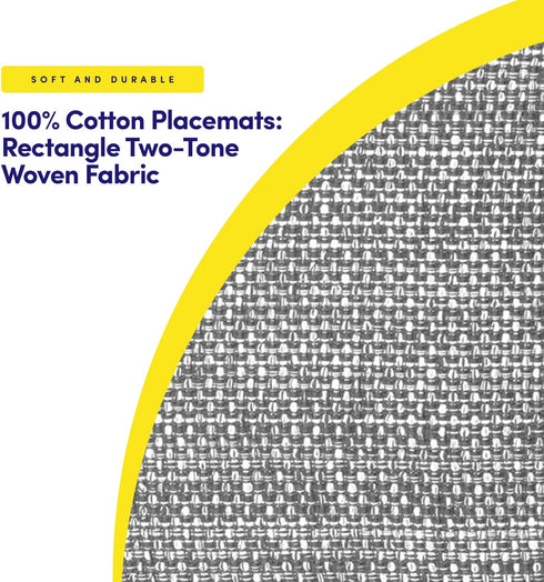 Sweet Home Collection 100% Cotton Placemats, Set of 6, Two Tone Woven Fabric, 13" x 19", Soft Durable Table Mat, Gray