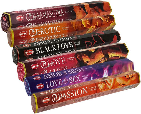 Hem Incense Sticks Variety Pack #24 with Incense Stick Holder Bundle - 6 Love Themed Fragrances