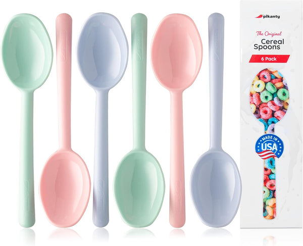 Plastic Spoon Set, Portable Reusable Dinner Scoops for Cereal, Soup, Porridge, Home Kitchen Buffet, Made in USA