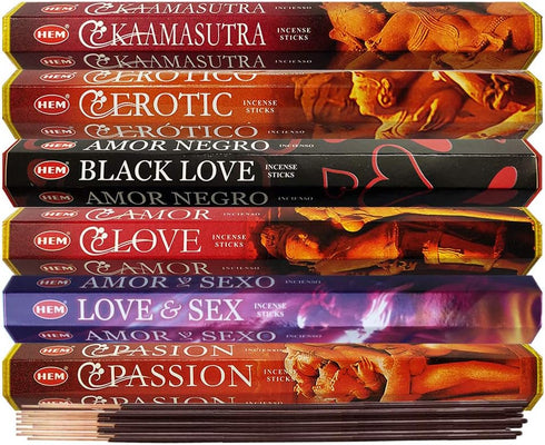 Hem Incense Sticks Variety Pack #24 with Incense Stick Holder Bundle - 6 Love Themed Fragrances
