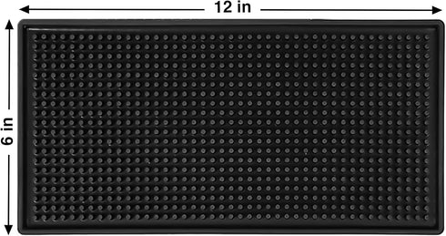 Black Bar Mat (12x6 Inches) (Pack of 1), Stylish Spill Mats for Bars, Restaurants, Non-Slip & Non-Toxic Countertop Mats