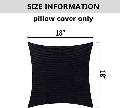 Home Brilliant Striped Corduroy Pillow Covers, Set of 2 Supersoft Velvet Square Decorative Pillow Cases 18 x 18 inch,
