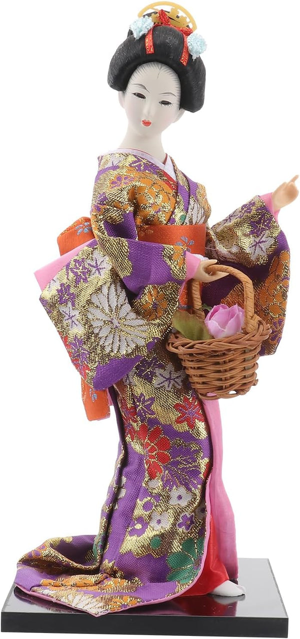 VOSAREA 12 Inch Japanese Geisha Kimono Doll Collectible Asian Kimono Doll Figurine Geisha