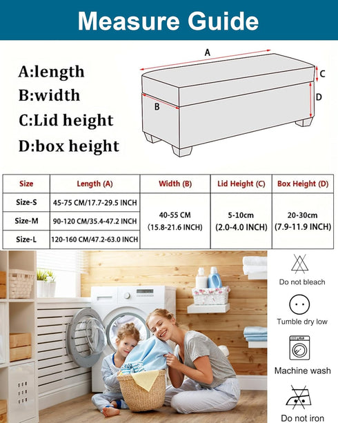 Bands,S,05 CRFATOP Printed Rectangle Ottoman Stool Cover Stretch Folding Storage Footstool Bench Slipcovers Upholstered