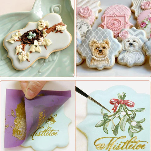 Plaque Frame Cookie Cutter Set, 4Pcs/Set, Stainless Steel Pastry Biscuit Cutters Mold (Style 2)