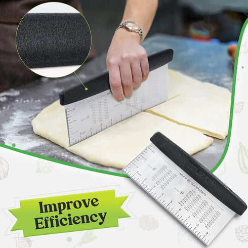 HULISEN Large Bench Scraper for Baking - 10 inch Dough Pastry Scraper with Measuring Scale, Stainless Steel Cake Scraper