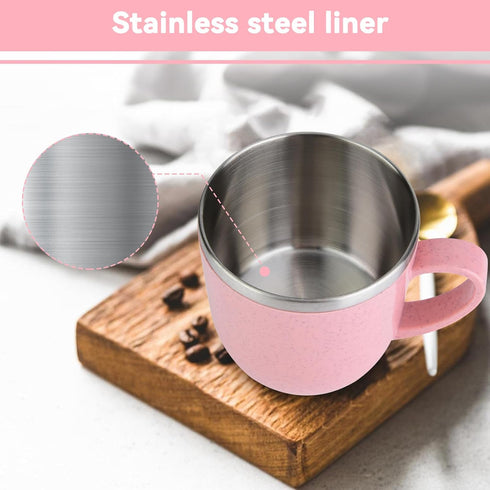 220ml Pink Coffee Cup, Stainless Steel Insulated Mug for Water, Coffee, Juice, and Milk