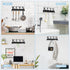 Black Key Holder Wall Mount, Decorative Key Rack Organizer with 10 Hooks, Metal Adhesive Keychain Holder