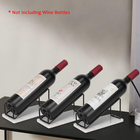 HarJue Tabletop Wine Rack - Metal Countertop Wine Bottles Holder with Elegant Marble Base, Stylish Matte Black