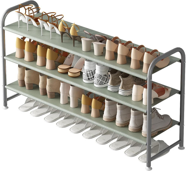 INGIORDAR Shoe Rack 3 Tier Long Storage Organizer Wide Metal Shoe Shelf
