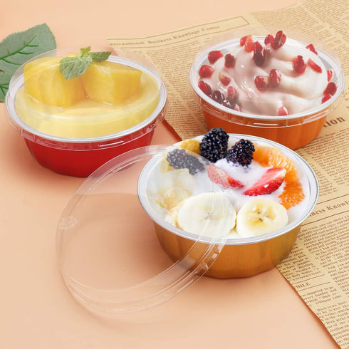Beasea Aluminum Foil Cups Lids 100pcs, 4.5 Inch Disposable Plastic Souffle Cup Ramekin Cup Cupcake Baking Cup Lids by Beasea