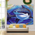 UHOMETAP Psychedelic Watercolor Shark Tapestry, Huge Sea Animals Art Wall Tapestry, Marine Life Wall Mural for Living