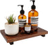 Renawe Farmhouse Wooden Bathroom Counter Tray, Decorative Pedestal Stand for Kitchen Countertop and Sink Accessories