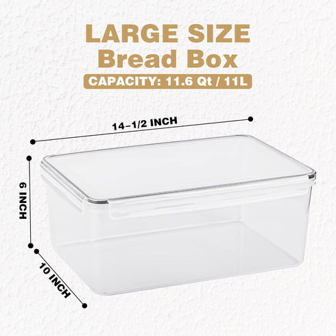 Tiawudi 2 Pack Countertop, 11.6 11L Large Bread Box for Kitchen Airtight Bread Storage Container for Homemade Bread