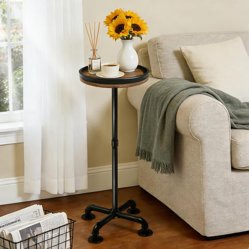 LAIDUOLEOE Small Round Side Table for Small Spaces, Pedestal Drink Table with Non-Slip Feet, Martini Table No-Tool