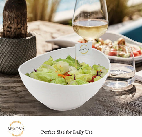 Wheat Straw Bowls Set of 2 - Unbreakable Salad Bowls, Plastic Dishwasher & Microwave Safe, Sturdy Kitchen Bowls for