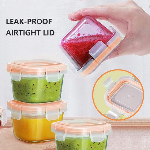 6oz 12-Pack Luvan Baby Food Storage Containers, Baby Food Jars with Lids LeakProof, Baby Food Containers Glass