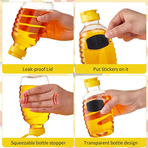 36 8/16 oz 36 1 Pieces Honey Bottles Squeeze Honey Bottles Clear Plastic Honey Bottles Honey Jar Container with Pcs